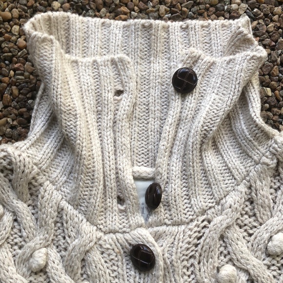 Olive & Oak sweater natural beige color knit cardigan collared button down cable - Picture 5 of 8